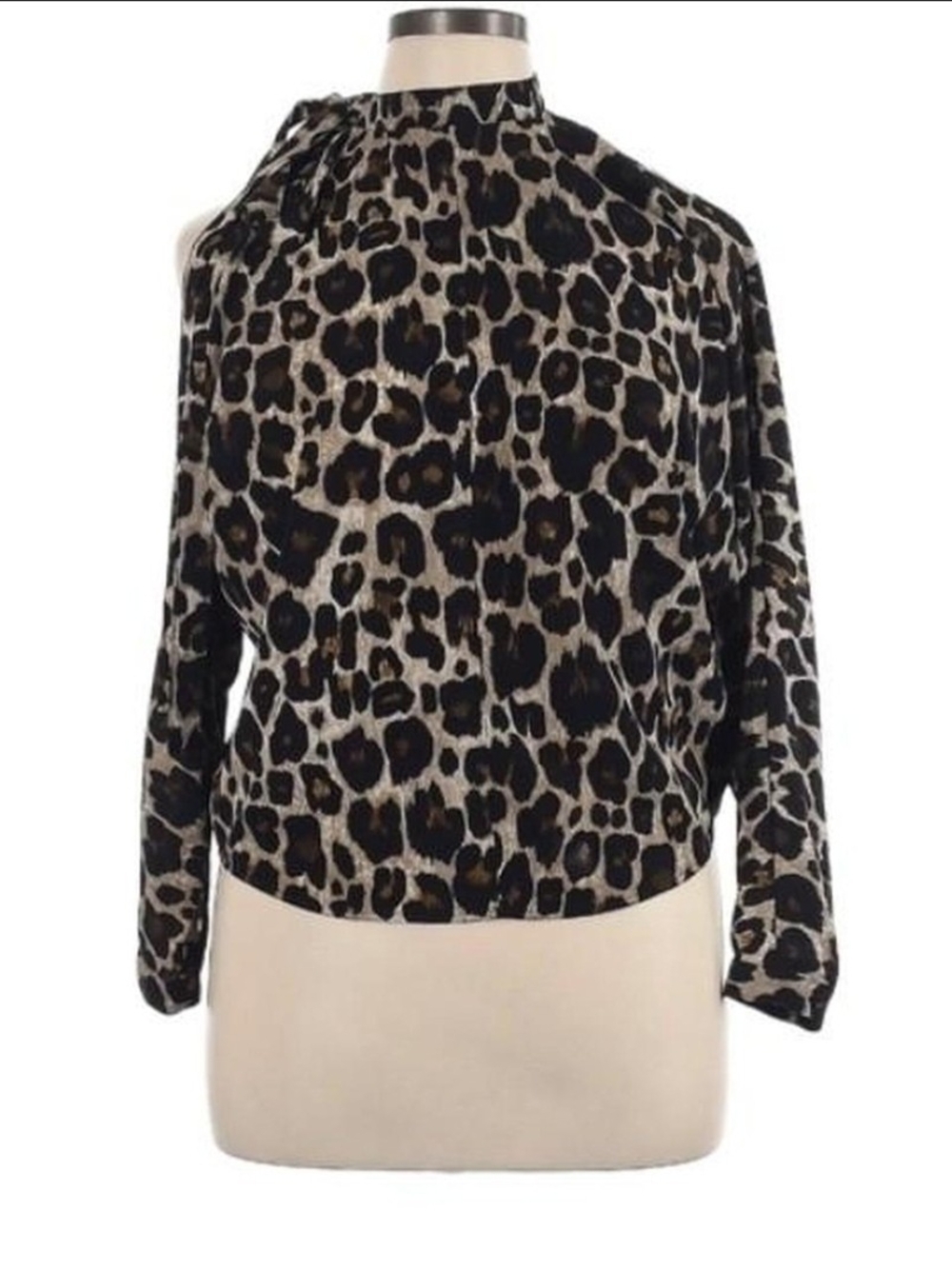 Robert Rodriguez X Barneys Off-The-Shoulder Leopard Print Blouse -Black & Brown